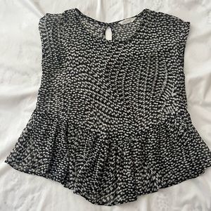 French cap sleeve drop waist peplum top